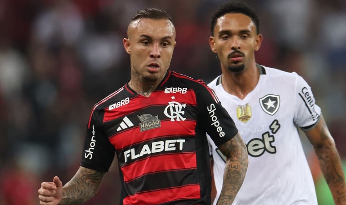 everton cebolinha e vitinho em jogo do flamengo contra o botafogo