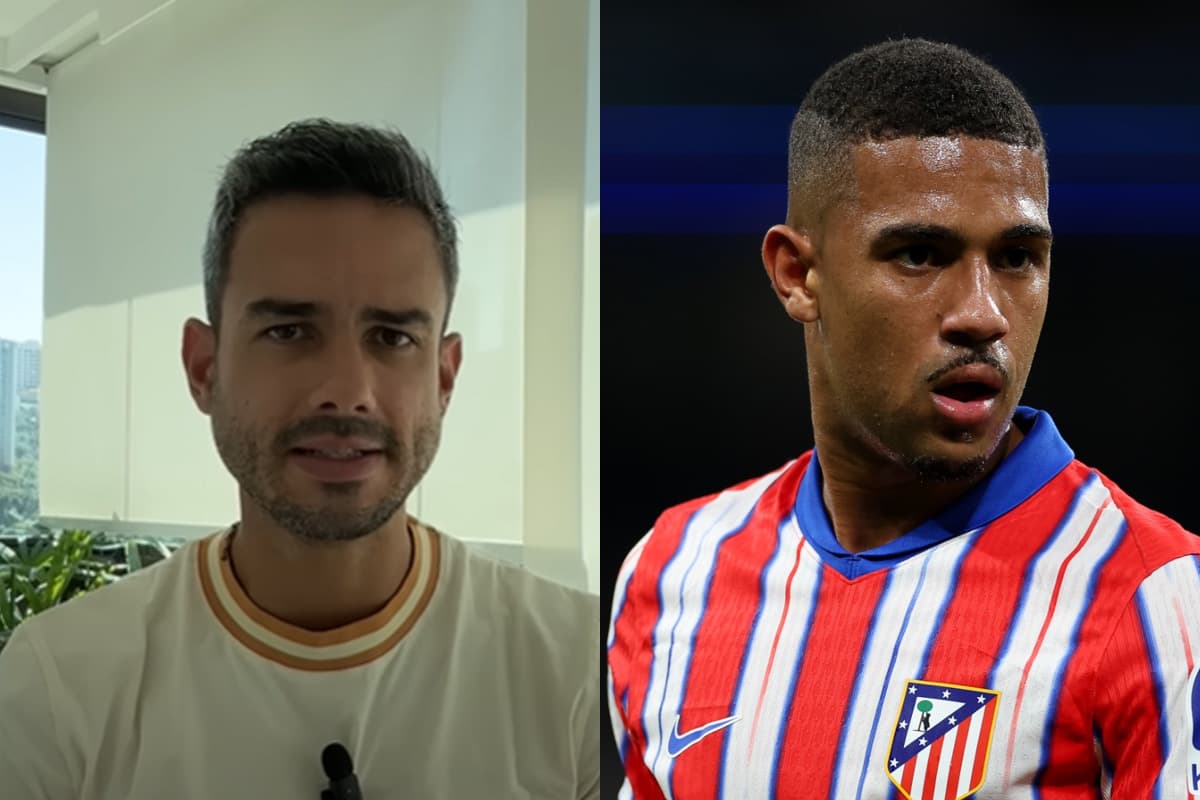 Montagem com o jornalista Marcelo Bechler ao lado do jogador Samuel Lino