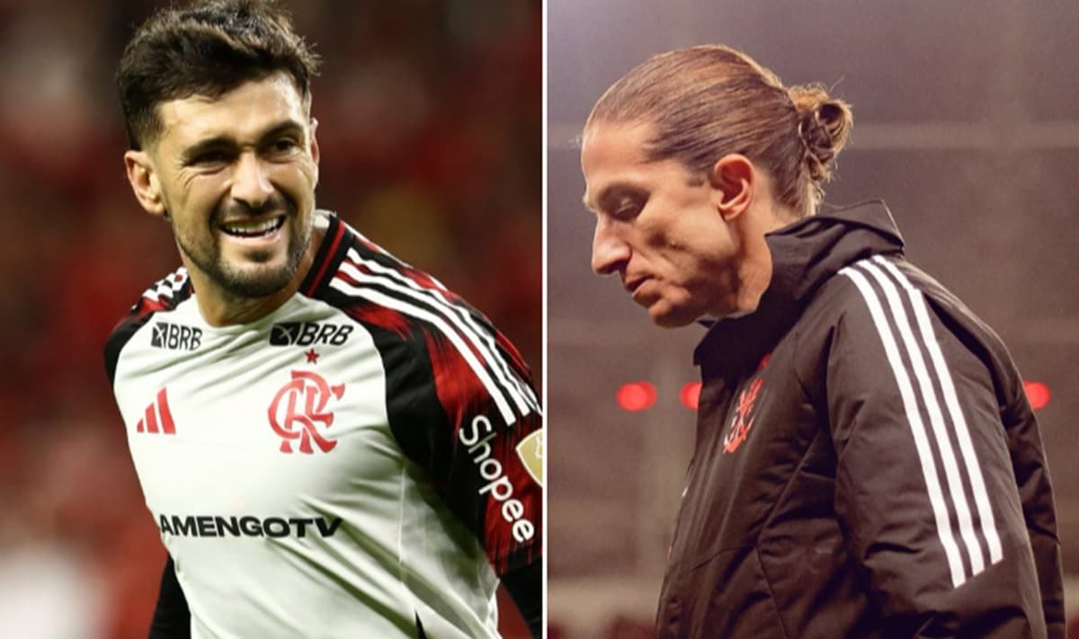 arrascaeta e filipe luís em jogo do flamengo contra internacional