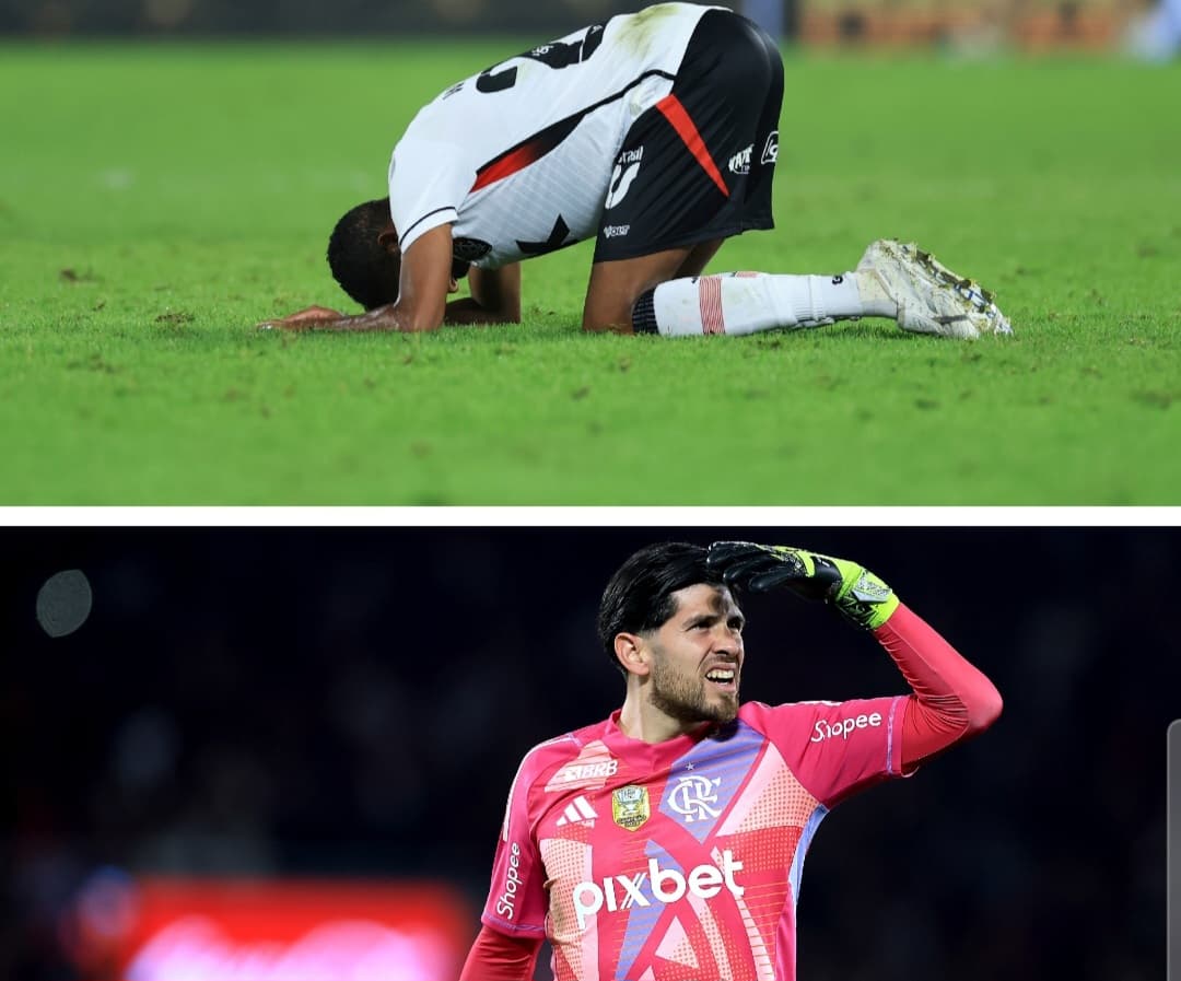 Montagem MundoBola Flamengo: Rossi observa jogador do Vitória com o rosto no chão