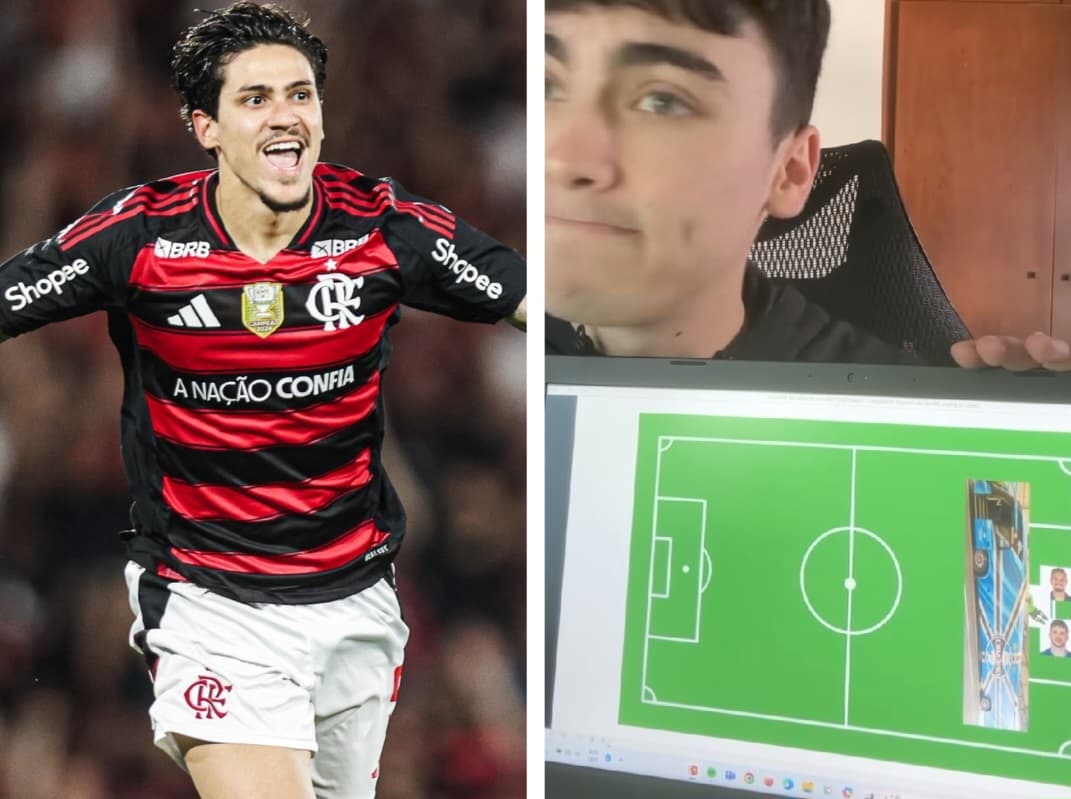 Pedro comemora gol pelo Flamengo e gremista se assusta