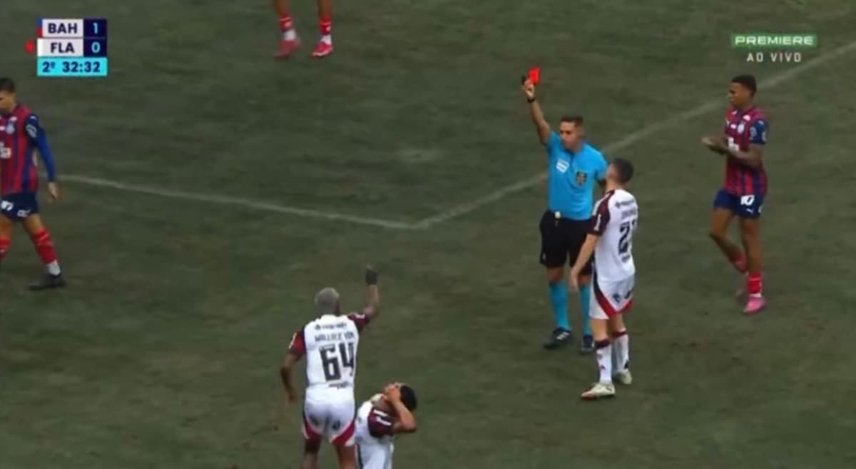 bahia e flamengo pelo brasileirão wallace yan expulso