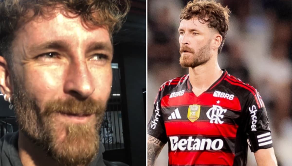 Léo Pereira dá entrevista na zona mista; zagueiro em ação na vitória do Flamengo sobre o Botafogo