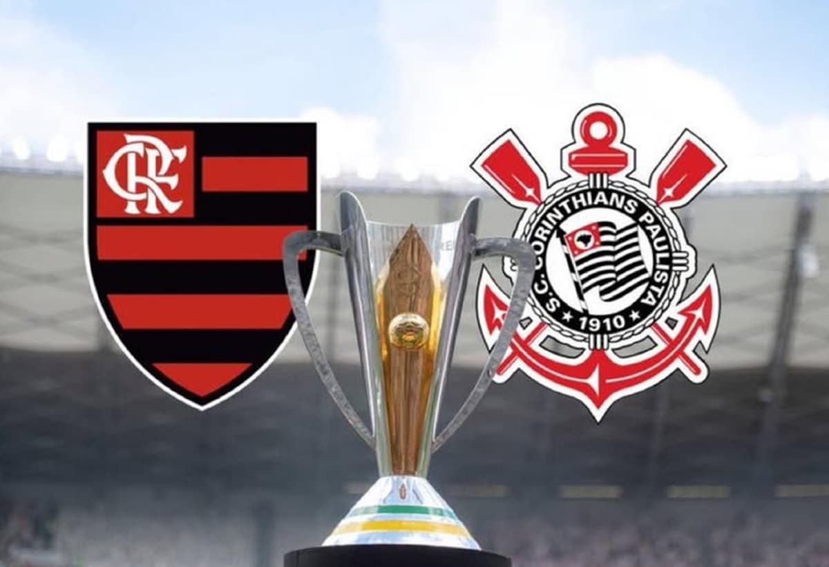 Flamengo x Corinthians troféu da Supercopa