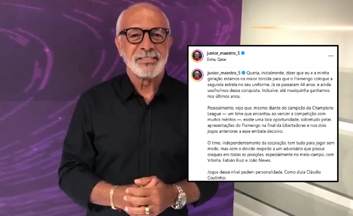 Júnior, ídolo do Flamengo, carta a Filipe Luís, técnico do Mengão