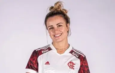 Ariele no media day do Sesc Flamengo em 2023