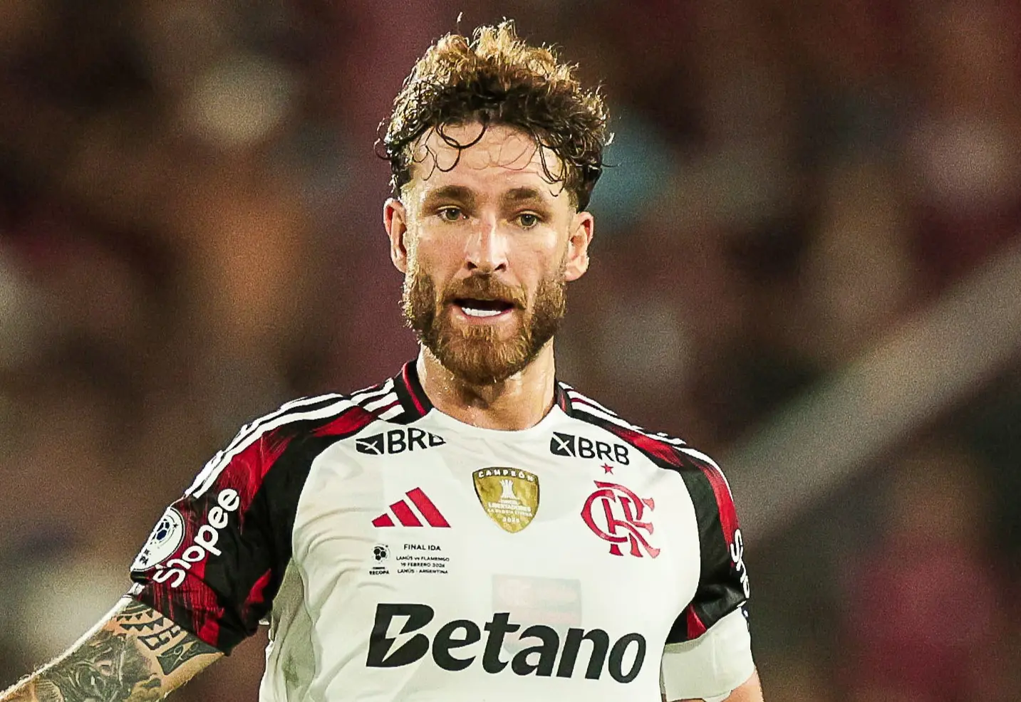 Léo Pereira durante Lanús x Flamengo